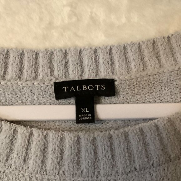 Talbots Womens XL Striped Sweater Pink Gray With Black Hem Soft Button Detail - Picture 3 of 7